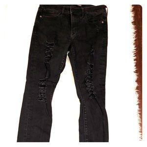 Black distressed jeans